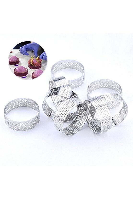 Narkalıp Yuvarlak Delikli Tart Kalıbı Küçük Boy Çap 6 Cm 6 Adet