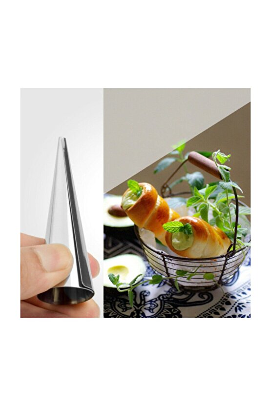 Narkalıp Korne Kalıbı Torpil Huni Tatlı Kalıbı 12 Adet 9,5cm