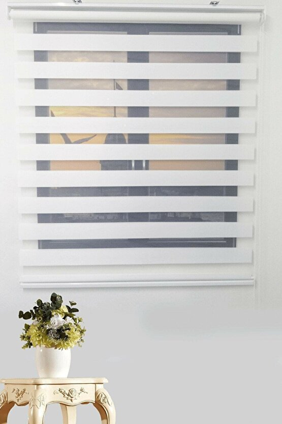 Beyaz Bambu Zebra Perde