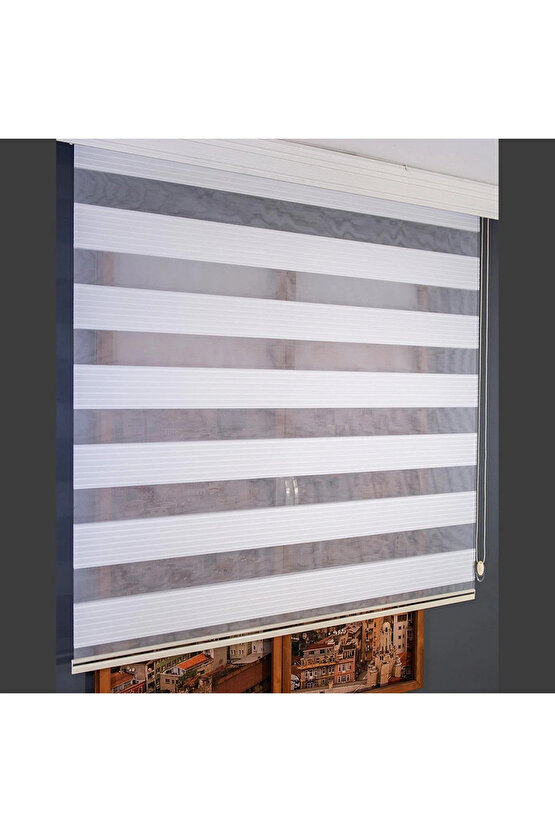 Geniş Plise Beyaz Zebra Perde