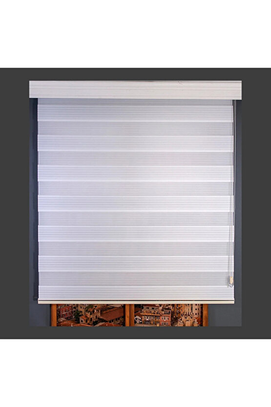 Geniş Plise Beyaz Zebra Perde