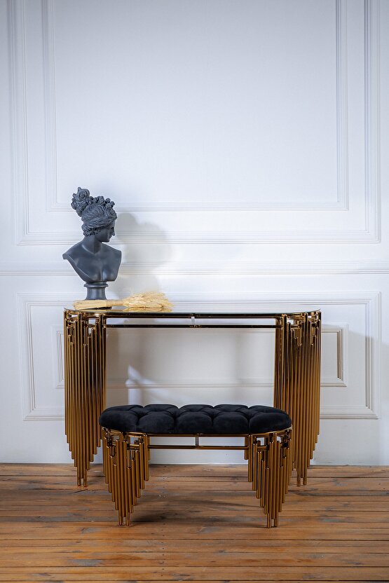 Gold Dresuar Puflu Ultra Lak Kaplama Dresuar Puflu