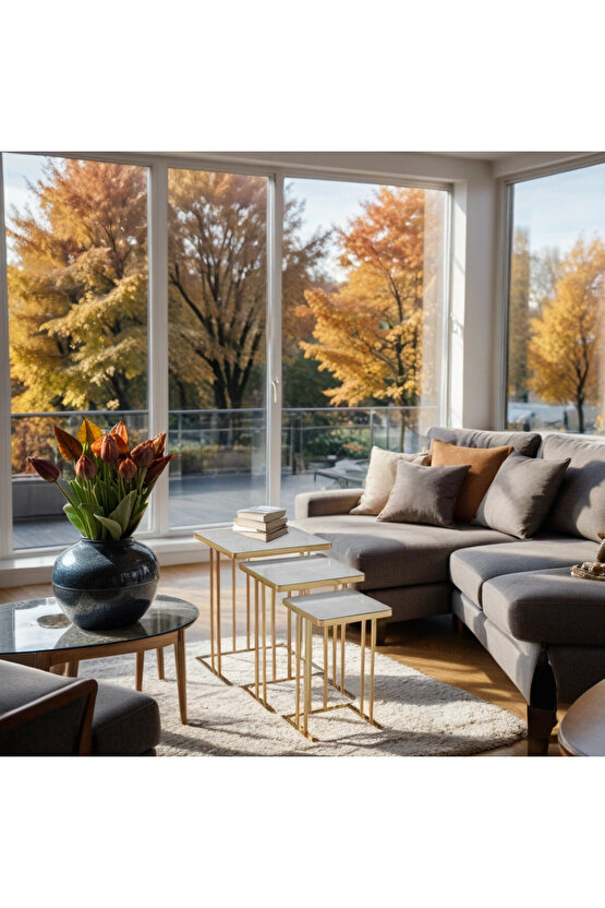 Ultra Lüx Kare Zigon Sehpa Ultra Lak Kaplama 18mm Mdf Hıghgloss Yüzey Paslanmaz Kararmaz Çelik