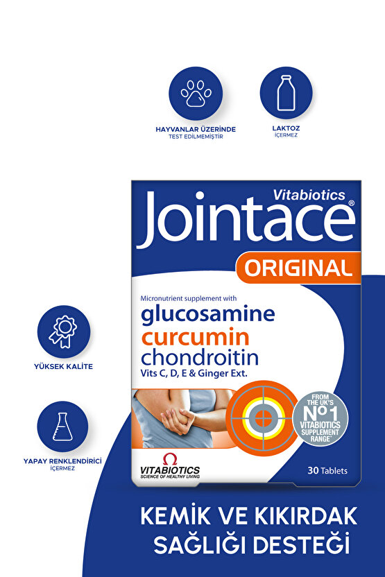 Glukozamin Kondroitin, D Vitamini, Kurkumin İçeren Kemik Sağlığı Destek Vitamini 30 Tablet