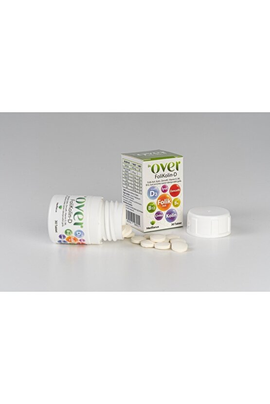 Folikolin D, Folik Asit, Kolin, Zencefil, Vitamin D B6 B12, Iyot Ve Çinko, 30 Tablet 3 Kutu