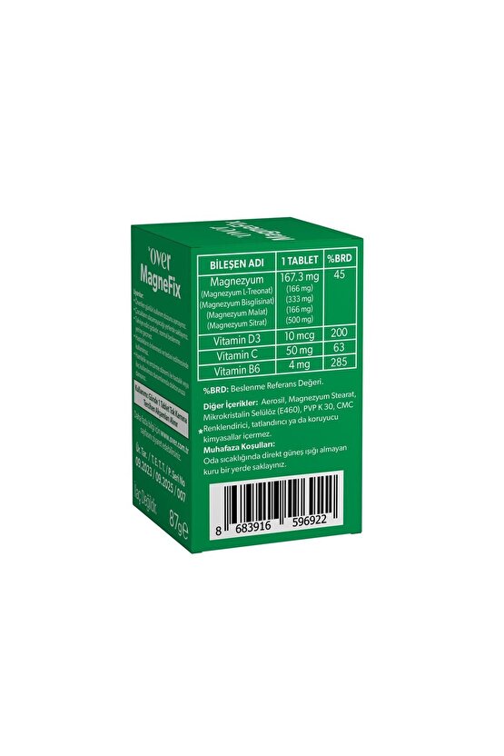 Magnefix Magnezyum L-treonat Bisglisinat Malat Sitrat Vit C D3 Ve B6 Iç. G. Tak. 1 Kutu 60 Tablet