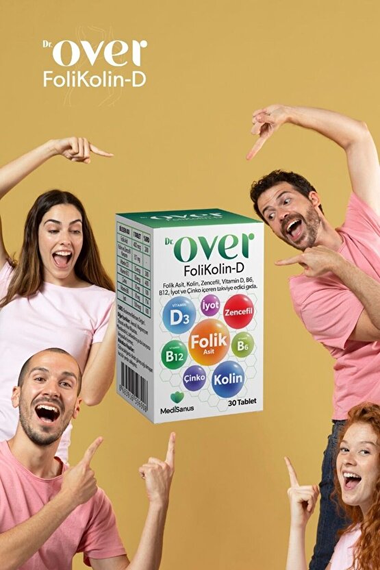 Folikolin D, Folik Asit, Kolin, Zencefil, Vitamin D, B6, B12, Iyot Ve Çinko, 30 Tablet