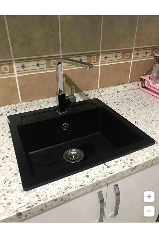 Granit Evye Siyah Tek Gözlü Mutfak Evyesi 55 X 50 Cm