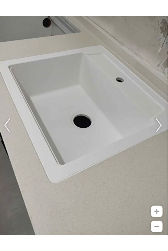 Granit Evye Beyaz Tek Gözlü Mutfak Evyesi 55 X 50 Cm