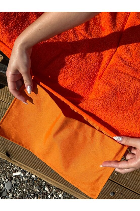 Neon Turuncu çanta formunda plaj havlusu