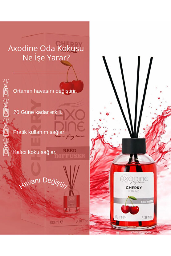 Kiraz Bambu Fiber Çubuklu Yüksek Yayılım Oda Kokusu 100 ml