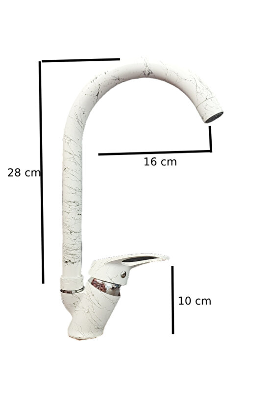 Kuğ Beyaz Siyah Mutfak&Lavabo Batarya Uzun Boru