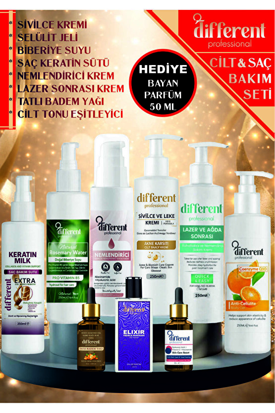CİLT VE SAÇ BAKIM SETİ 9 ÜRÜN - PARFÜM HEDİYELİ