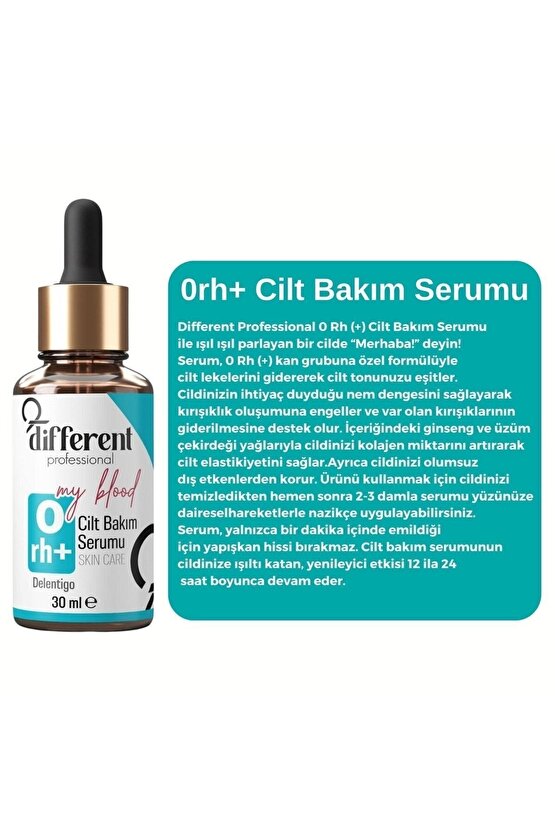 0 Rh Kan Grubuna Özel Cilt Yenileyici Nemlendirici Leke Önleyici Aydınlatıcı Bakım Serumu