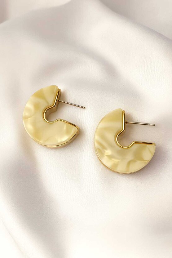 Pirinç Kaplama Çelik Yarım Halka Küpe