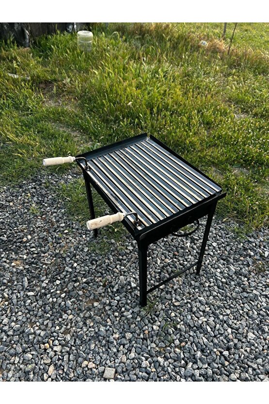 12 Kg Demir 40x50 Oluklu Köfteci Izgaralı Mangal Geçmeli Portatif Ayaklı 55 Cm Ayaklar