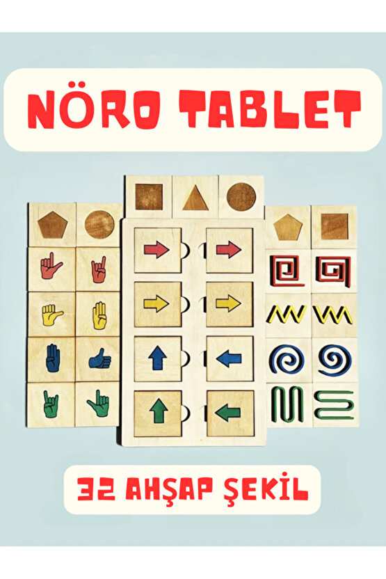 Nöro Tablet, Şekiller, 32 Adet Kalıp (8 Jest - 8 Satır  - 8 Ok - 8 Şekil)