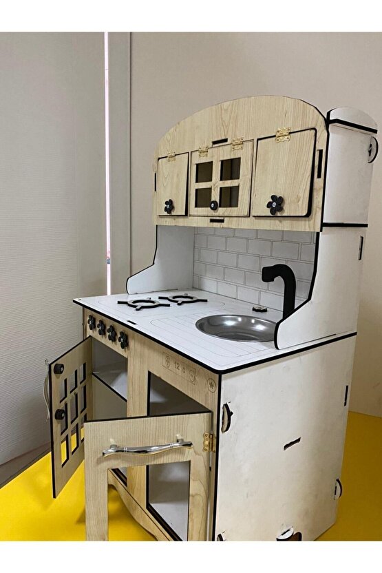 Montessori Eğitici Ahşap Oyuncak Mutfak 6mm 80x55