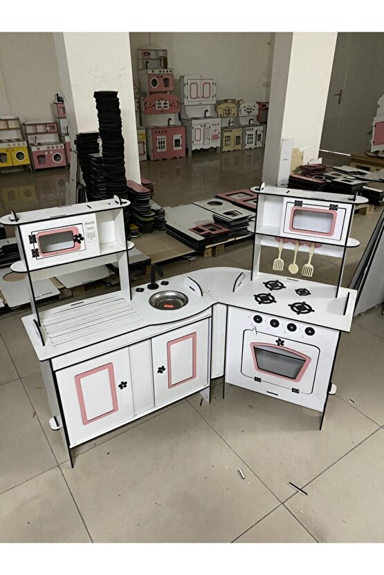 Ahşap Oyuncak Mutfak, L Model, Oyuncak Mutfak, Montessori Mutfak, Mutfak Seti Oyuncak