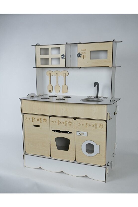 3 Kapaklı Ahşap Oyuncak Mutfak