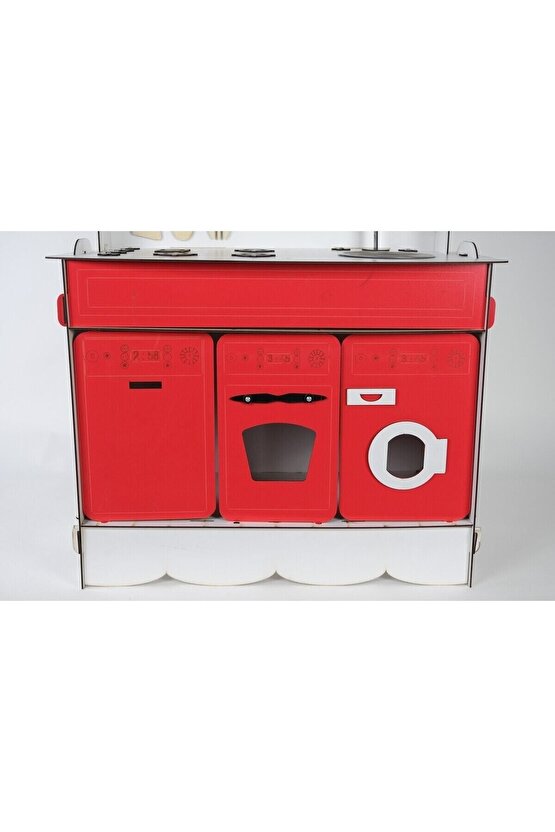 3 Kapaklı Ahşap Oyuncak Mutfak