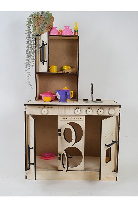 Oyuncak Mutfak, 10mm Kontra Ağaç, Mutfak Seti Oyuncak, Ahşap Oyuncak Mutfak,