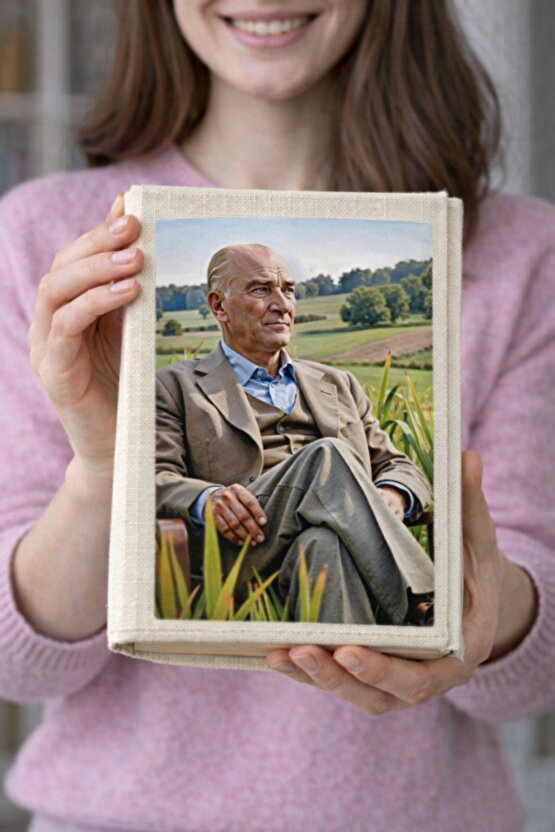 Atatürk Desenli Bez Kitap Kılıfı – Sanatsal Baskılı Kumaş Kitap Kabı, Kitap Koruyucu Kılıf 13