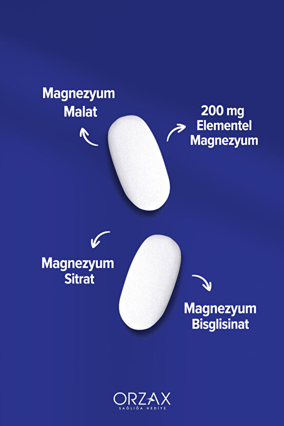 ExtraMag Üçlü Kombinasyon Magnezyum 200 mg Takviye Edici Gıda 30 Tablet