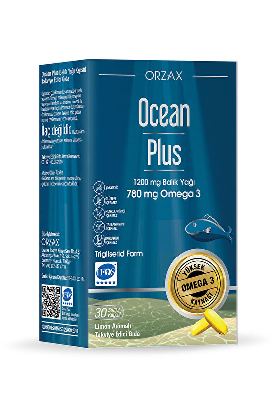 Orzax Plus 1200mg Omega 3 Saf Balık Yağı 30 Kapsül