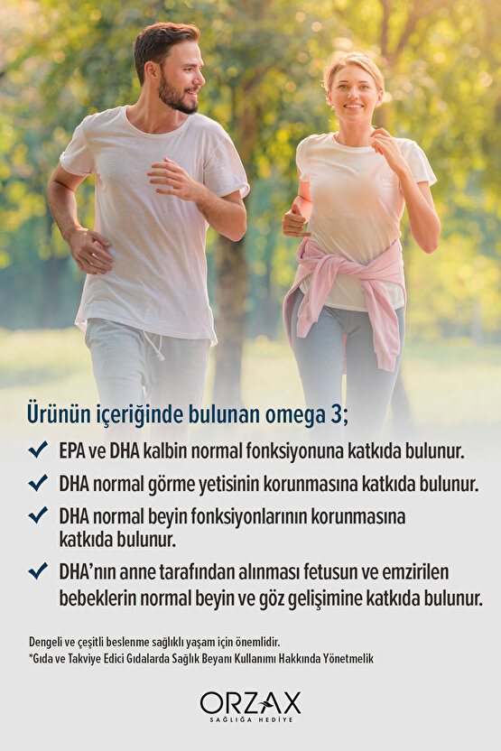 Orzax Plus 1200mg Omega 3 Saf Balık Yağı 30 Kapsül
