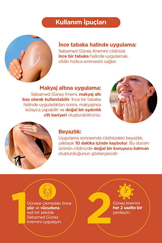 Sun Care SPF 50+ UVA  UVB Filtresi ve E Vitamini Üçlü Yüksek Koruma Çok Yönlü Güneş Kremi 50 ml