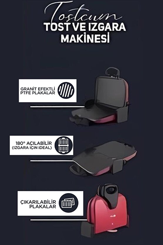 Tostcum Elektrikli Izgara ve Tost Makinesi Eco 1800w 6 Dilim