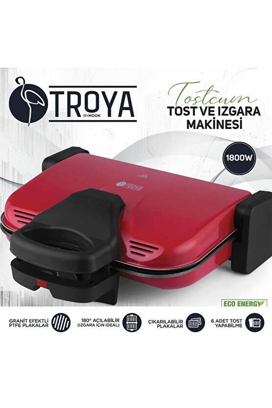 Tostcum Elektrikli Izgara ve Tost Makinesi Eco 1800w 6 Dilim