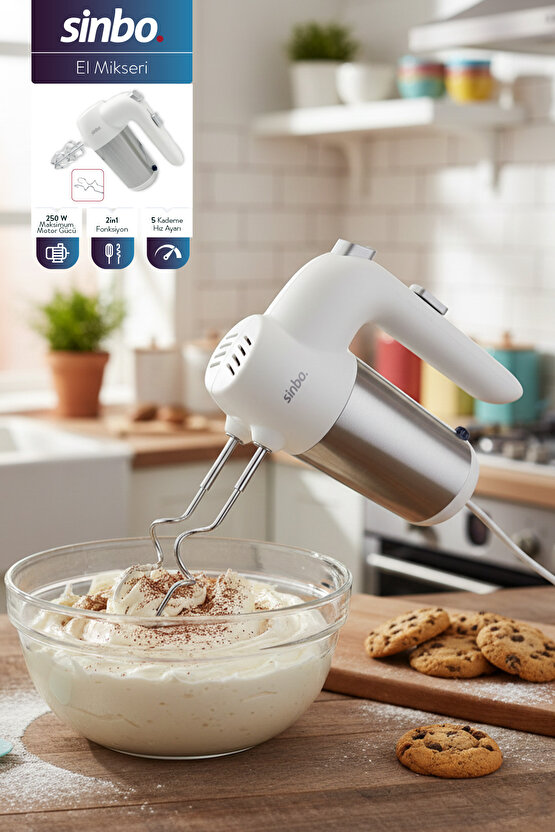 SMX-2774 El Mikseri – 250 W, 5 Kademe Hız- BEYAZ