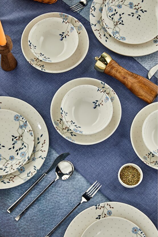 24 Parça Porselen Yemek Takımı - 6 Kişilik, Şık ve Dayanıklı Tasarım