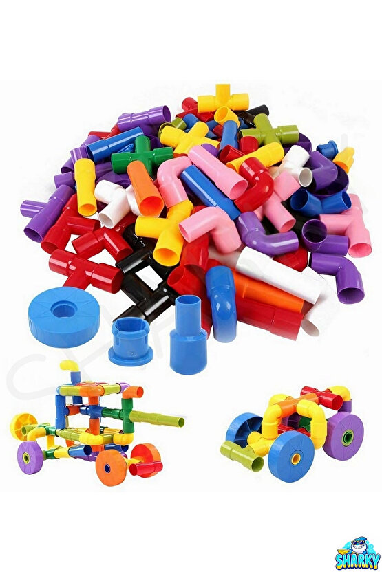 Oyuncak Tekerlekli Tako Boru Eğitici Blok Yapı Seti 72 Parça