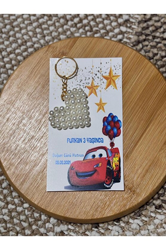 İnci Anahtarlık 8 Adet doğum Günü Hatırasıözel Tasarımşimşek Mcqueen Tasarımlı