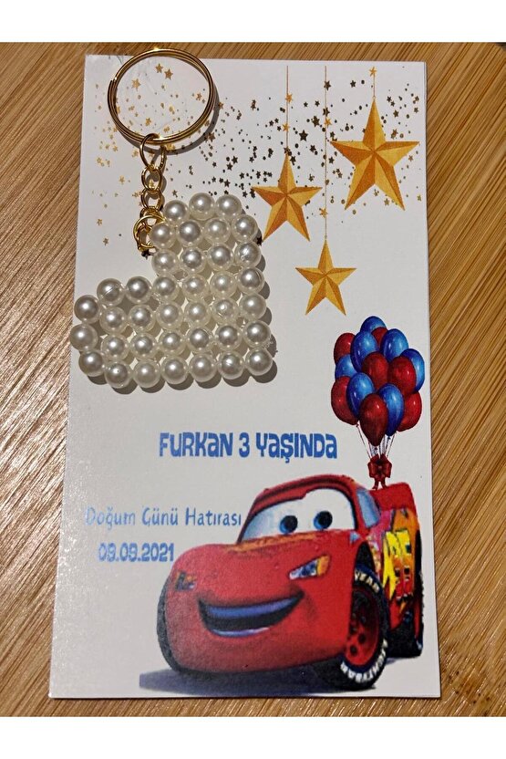 İnci Anahtarlık 8 Adet doğum Günü Hatırasıözel Tasarımşimşek Mcqueen Tasarımlı