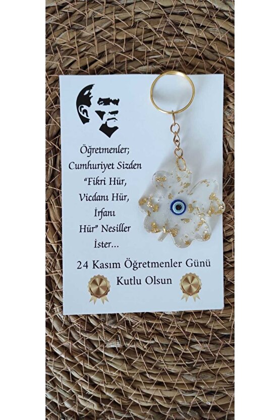 Öğretmenler Günü Hediyelik Özel Anı Kartlı Anahtarlık 10 Adet Epoksi