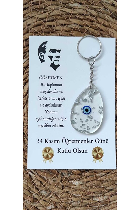 Öğretmenler Günü Hediyelik Özel Anı Kartlı Anahtarlık 10 Adet Epoksi