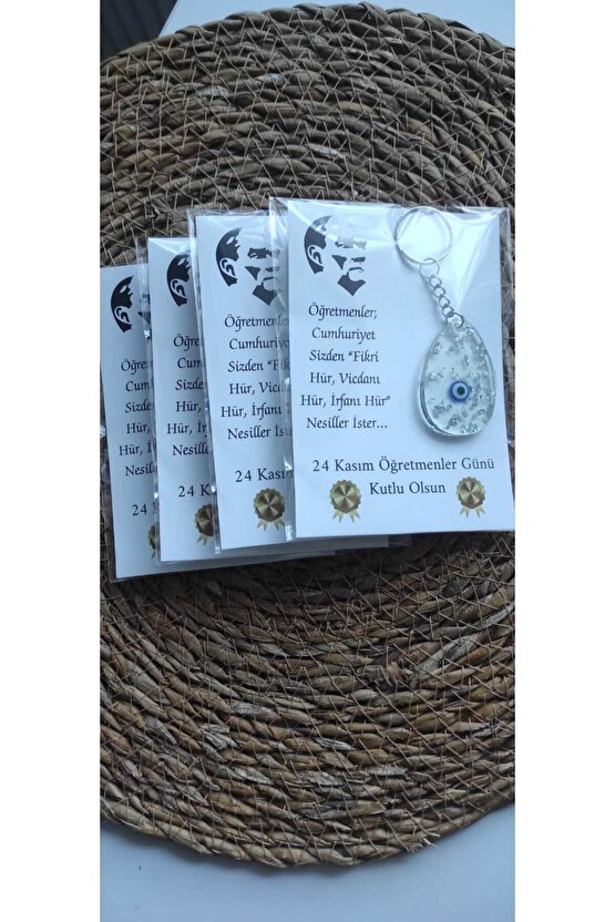 Öğretmenler Günü Hediyelik Özel Anı Kartlı Anahtarlık 10 Adet Epoksi
