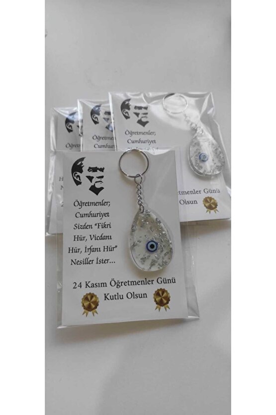 Öğretmenler Günü Hediyelik Özel Anı Kartlı Anahtarlık 10 Adet Epoksi