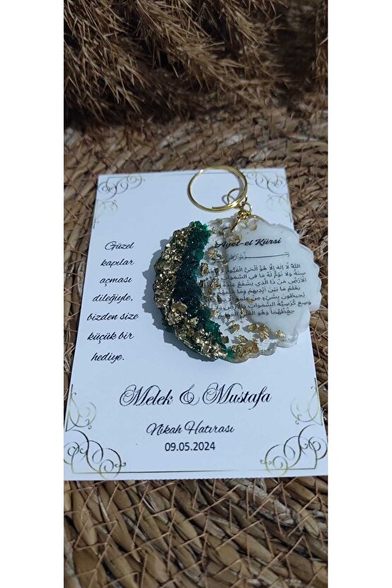 Epoksi Anahtarlık 10 Adet Nazar Ayetiayet-el Kürsi Baskı Detaylı Söz-nişan-nikah-mevlüt