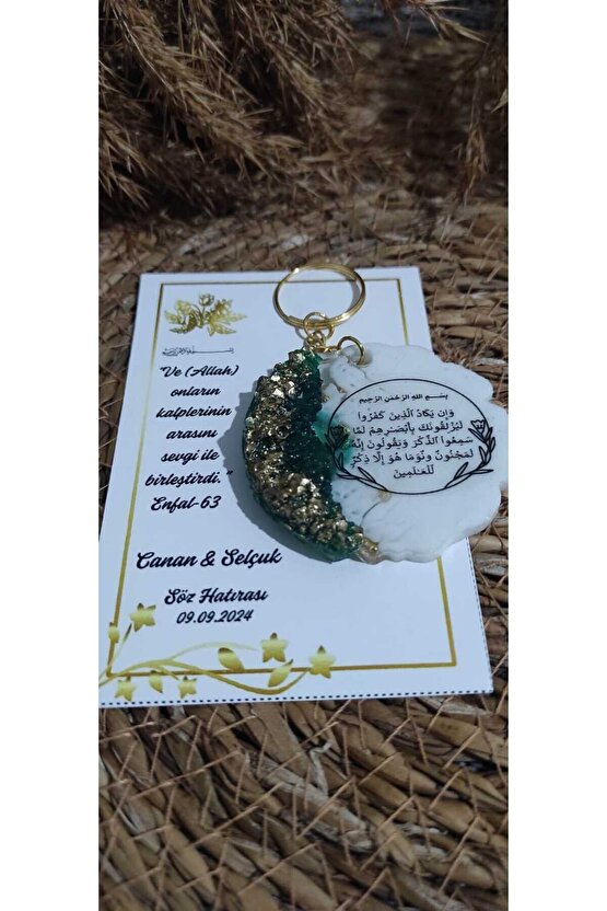 Nazar Ayetiayet-el Kürsi Baskılı Epoksi Anahtarlık Özel Tasarım Kartlı 8li-söz-nişan-nikah-kına