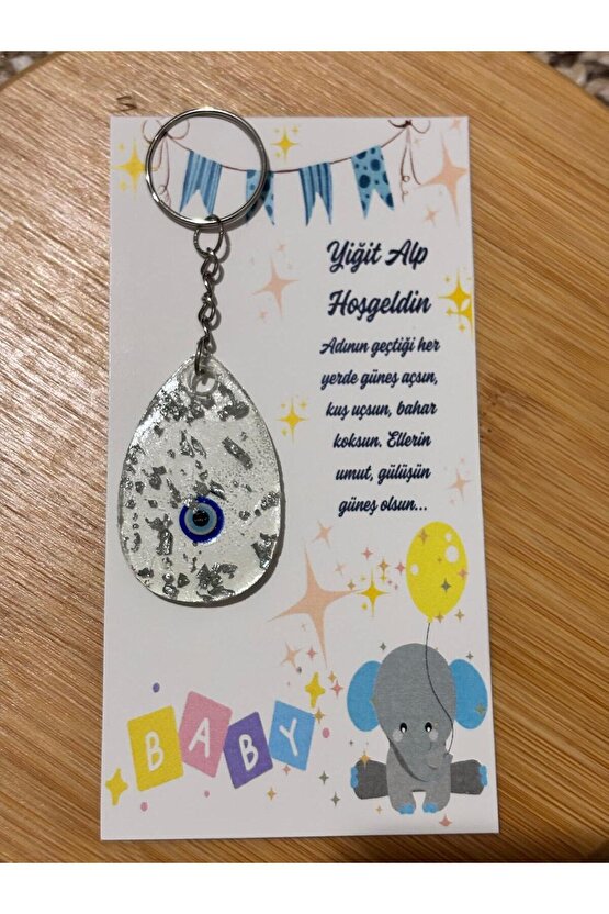 Epoksi Anahtarlık 15 Adet bebek Mevlüdübaby Shower Hatırasıözel Tasarım Nazar Boncuk Tasarımlı