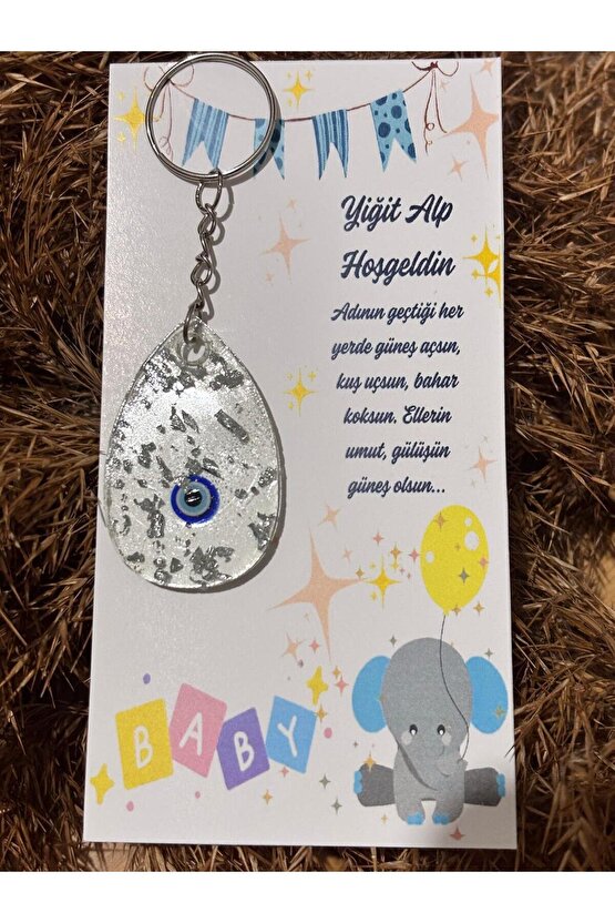 Epoksi Anahtarlık 15 Adet bebek Mevlüdübaby Shower Hatırasıözel Tasarım Nazar Boncuk Tasarımlı