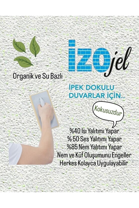 Organik Ipek Sıva - Dekoratif Yalıtım Sıvası - Ses & Isı & Nem Yalıtımı - Izo-024 - 4 M2