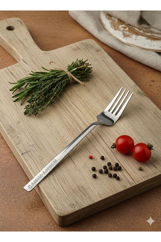 Kişiye Özel Lazer İşlemeli Paslanmaz Çelik Tatlı Çatalı 6 ADET – Unutulmaz Bir Hediye