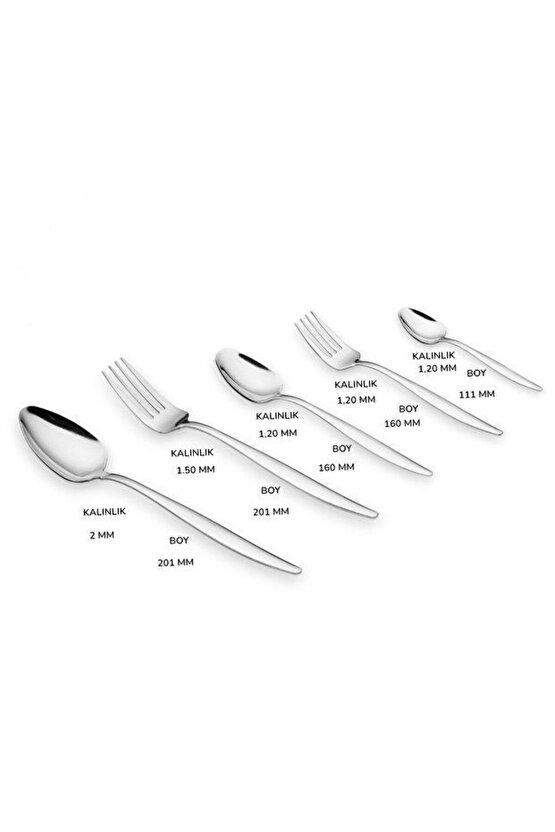 30 Parça 6 Kişilik Çatal Kaşık Takımı Sivri Model (kutulu)