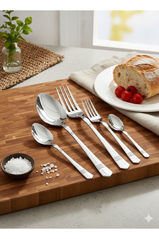 Premium 30 Parça Paslanmaz Çelik Çatal Kaşık Takımı 1810 304